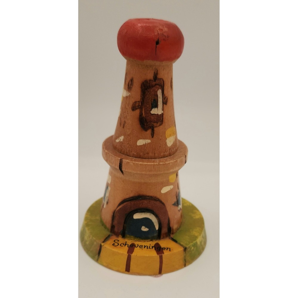 Hand-painted wooden lighthouse souvenir from Scheveningen Netherlands‎ Folk Art